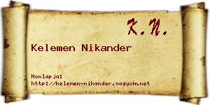 Kelemen Nikander névjegykártya